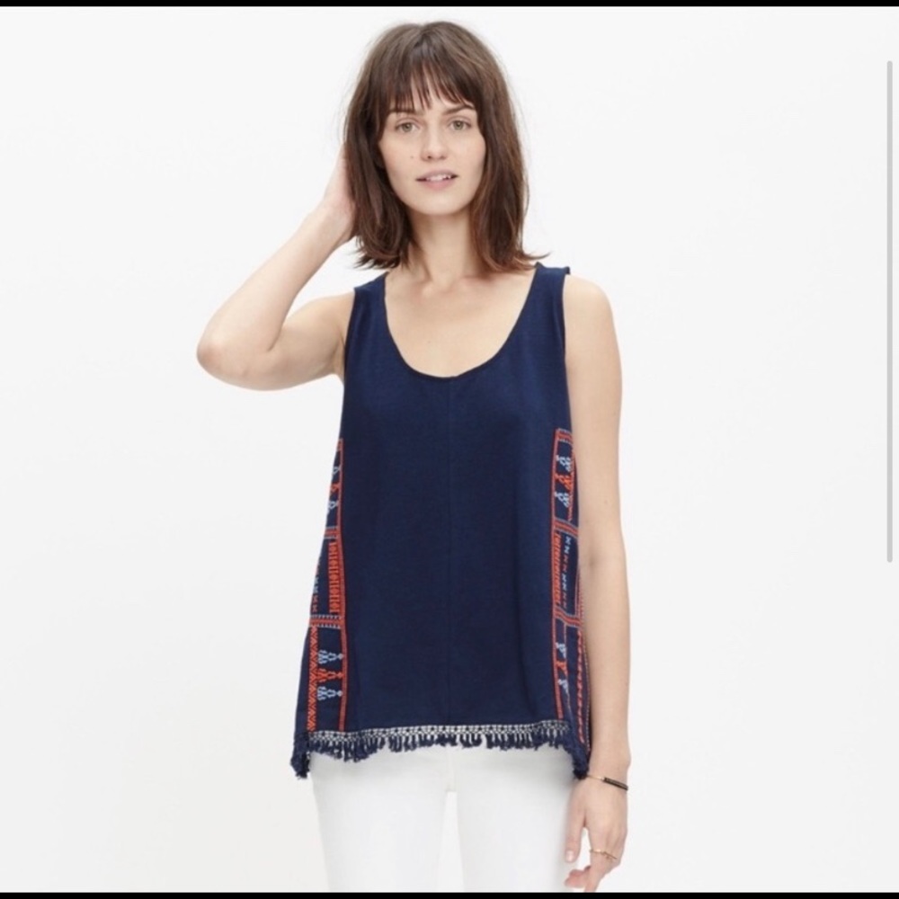 Madewell embroidered tank (navy)